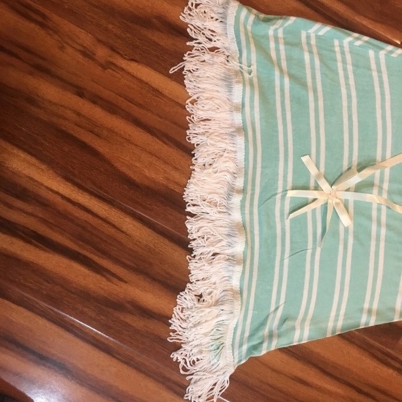 Mia Belle Couture Fringed Teal/Cream Tunic - Picture 3 of 7